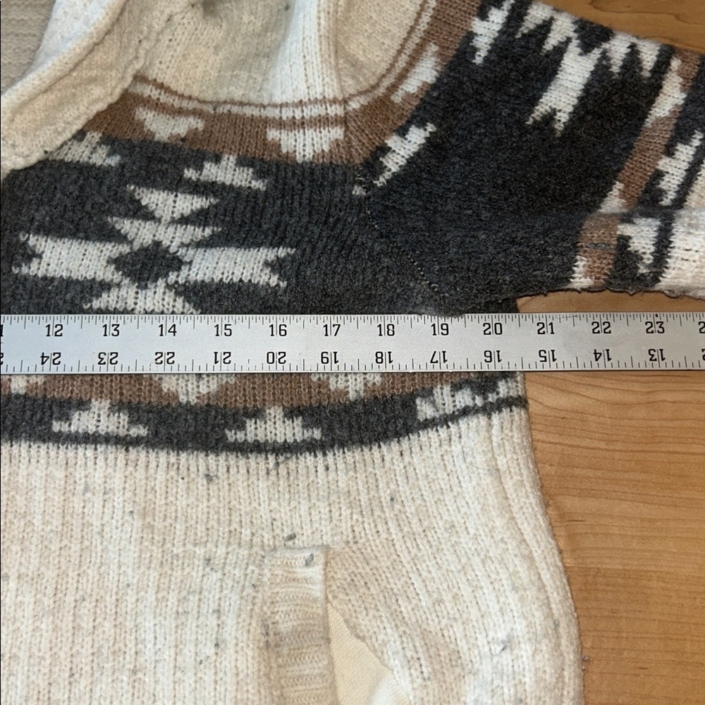 FAHERTY x B Yellowtail Wool Cashmere Fair Isle Zip Up Cardigan Sweater Size L - Picture 8 of 10